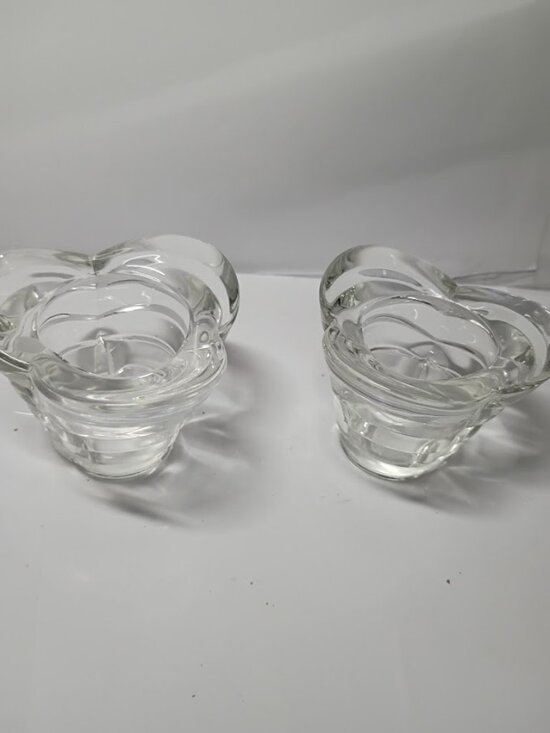 Borgonovo Other - Borgonovo VTG 1950-1970 Set 2 Italian Glass Crystal Tealight Candle Holders